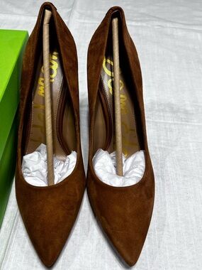 Sam Edelman Chestnut Suede Pointed Toe Pumps